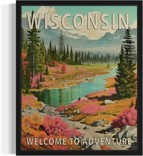 Vista 19 de Póster artístico de paisaje del estado de Alabama, decoración artística de paisaje retro de estados, pintura de montaña y paisaje de aventura