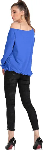 Vista 5 de MAGICMK Sudaderas de manga larga con hombros descubiertos para mujer con estampado de labios y hombros descubiertos