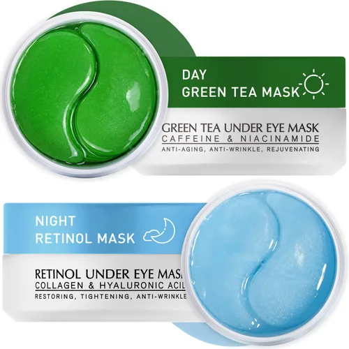 Vista 10 de Kit de parches para debajo de los ojos: 120 piezas de retinol y gel dorado para ojeras, hinchazón y arrugas, almohadillas de tratamiento de piel