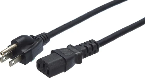 Vista 9 de Amazon Basics Cable de alimentación para PC, 3 pies, Cable de alimentación CA para monitor, computadora, TV, 3 clavijas, 18 AWG, 125 voltios, negro
