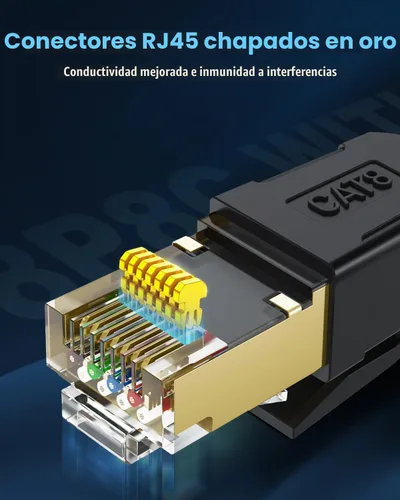 Vista 4 de BUSOHE Cable Ethernet Cat 8 de 1 pie, cable de red de internet trenzado de alta velocidad de 40 Gbps 2000 MHz con conector RJ45 chapado en oro