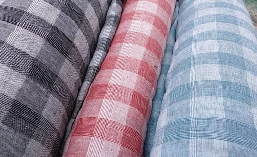 Vista 2 de Tela de lino 100% con patrón de tartán negro y tela de lino Material suave al tacto y ligero, ideal para ropa, manualidades y decoración del hogar