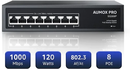 Vista 15 de Conmutador Ethernet Gigabit no administrado de 5 puertos, concentrador de red AUMOX PRO Home, divisor Ethernet de oficina, Plug-and-Play