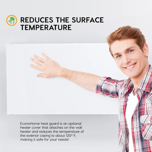 Vista 3 de EconoHome - Protector de calor para panel de calentador de convector de espacio de montaje en pared de 600 W, versión más segura, reduce