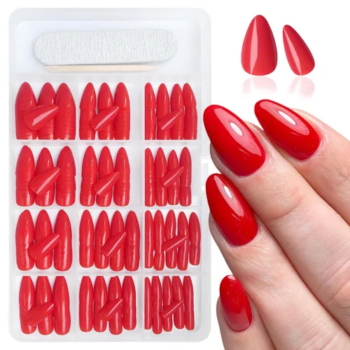 Vista 10 de AddFavor 360 uñas postizas cortas a presión de almendra, uñas postizas cortas negras de almendra, uñas postizas acrílicas a presión con pestañas