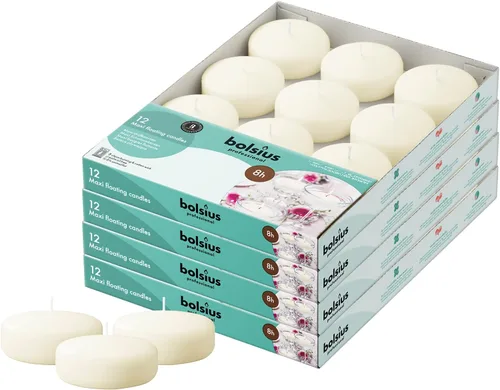 Vista 9 de BOLSIUS Velas flotantes sin perfume, marfil cremoso puro, juego de 20 unidades, sin humo, calidad europea, imbuye un ambiente impresionante