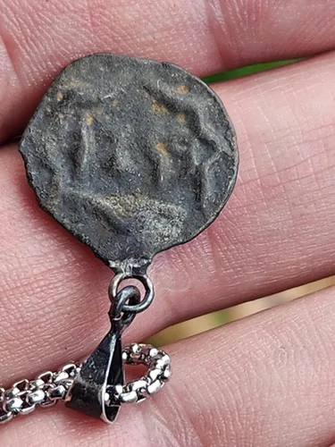 Vista 3 de Jewish Judaica pendant original form of coin necklace authentic 1259AH/ 1842 AD Ancient Star of David Seal of Solomon King coin