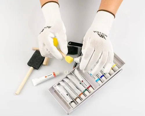 Vista 8 de ACKTRA Guantes de trabajo de seguridad ultrafinos de poliuretano 12 pares, WG002 negro/negro, XS