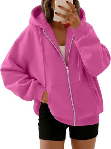 Vista 21 de Trendy Queen - Sudaderas con capucha y cremallera para mujer, sudaderas de gran tamaño, trajes de moda de otoño, chaquetas informales, ropa