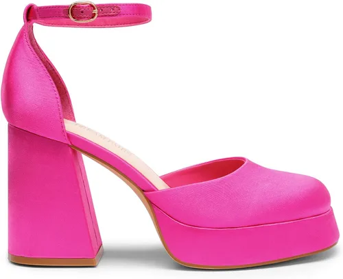 Vista 2 de DREAM PAIRS Zapatos de tacón alto con plataforma gruesa para mujer, puntera cerrada, correa en el tobillo, para boda, fiesta, zapatos de tacón
