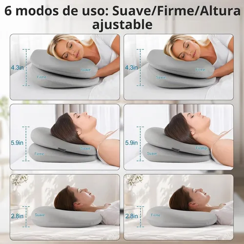 Vista 3 de DONAMA Almohada cervical del cuello del durmiente lateral de la capa doble Gris