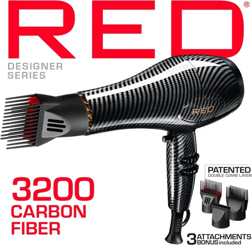 Vista 2 de RED Designer Series 3200 - Secador de pelo, 3 ajustes de calor y 2 velocidades, tiro fresco, 25% más flujo de aire, Pik desenredante patentado