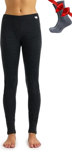 Vista 18 de 100% lana merino capa base mujer pantalones - Leggings térmicos ropa .Negro 250
