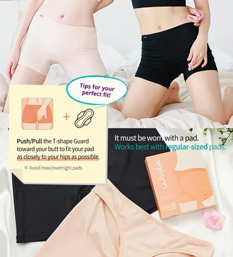 Vista 6 de Waybe Bragas sanitarias Boyshort para mujer: Ropa interior para mujer PerfectFit Super LeakGuard