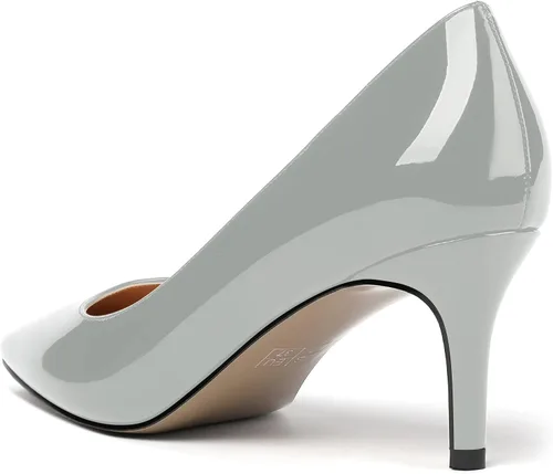 Vista 7 de MERRORI Zapatos de tacón medio con punta cuadrada y charol para mujer, de 2.5 pulgadas