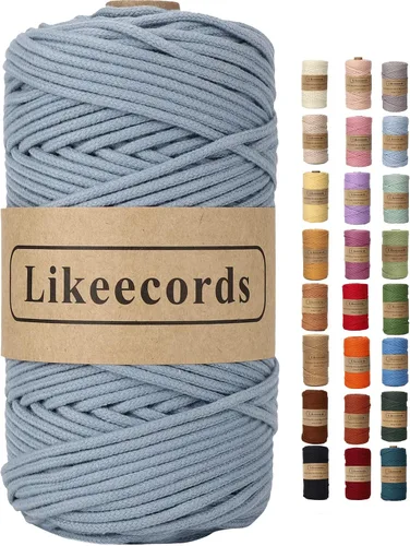 Vista 71 de Cordón de algodón trenzado de 0.11 pulgadas x 109 yardas, cuerda de algodón para macramé natural, estilo bohemio, para colgar plantas hechas a mano