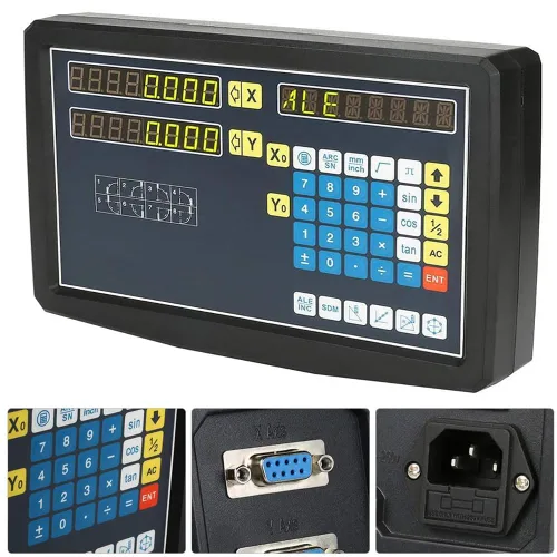 Vista 3 de Lectura digital de 2/3 ejes y codificador DRO de escala de vidrio lineal de precisión TTL para torno de fresado. Nota: la pantalla y las básculas se