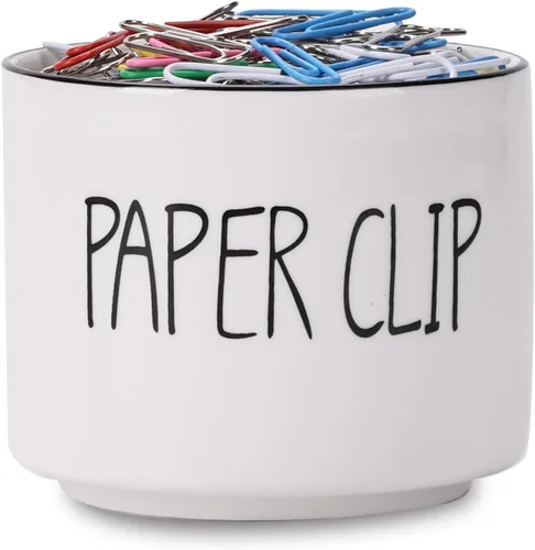 Vista 8 de ONTUBE Soporte de clip de papel de cerámica, organizador dispensador de clips de carpeta de granja para escritorio, lindo soporte de alfileres