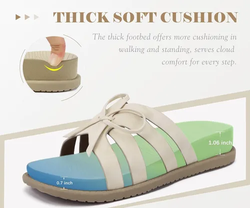 Vista 4 de COFACE Sandalias ortopédicas elegantes para mujer, puntera cuadrada, cómodas, gruesas, atléticas, para recuperación, caminar, ligeras, de espuma