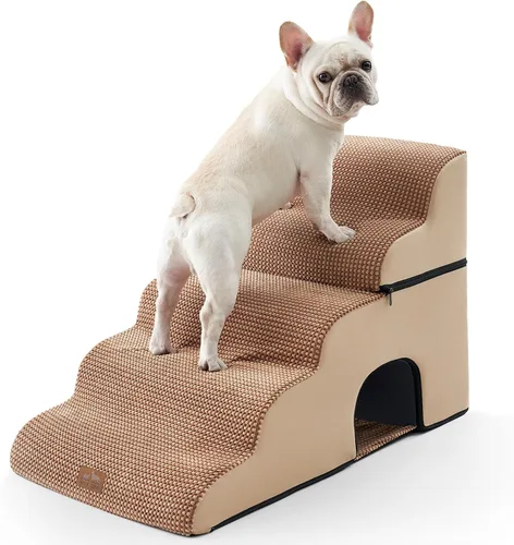 Vista 31 de COZY KISS Escaleras anchas para perros pequeños de 15.7 pulgadas de alto, escalón para mascotas para cachorros, gatos mayores, rampa curva