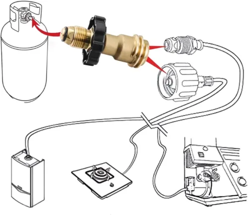 Vista 9 de Adaptador universal de tanque de propano que convierte POL a QCC1 / Tipo 1, POL a conector de propano QCC