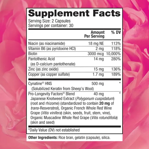 Vista 2 de Tratamiento de queratina de Reserveage Nutrition con biotina y resveratrol para cabello, AA1140, 1, 1