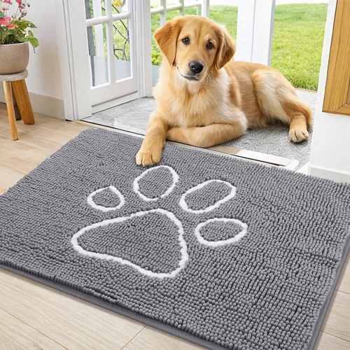 Vista 161 de Smiry Tapete para puerta de perro para patas fangosas, absorbente y Gris y negro