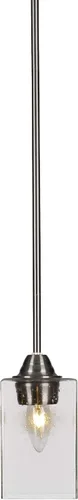 Vista 173 de Toltec Lighting Paramount - Mini colgante de 1 luz en acabado negro mate con cristal de arte perla de 7 pulgadas y estilo negro