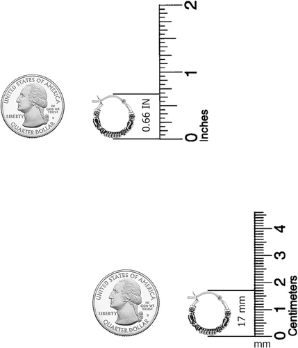 Vista 4 de LeCalla Aretes de aro balinesa oxidados de plata de ley 925, pequeños aretes de aro con cuentas de Bali antiguos para mujer