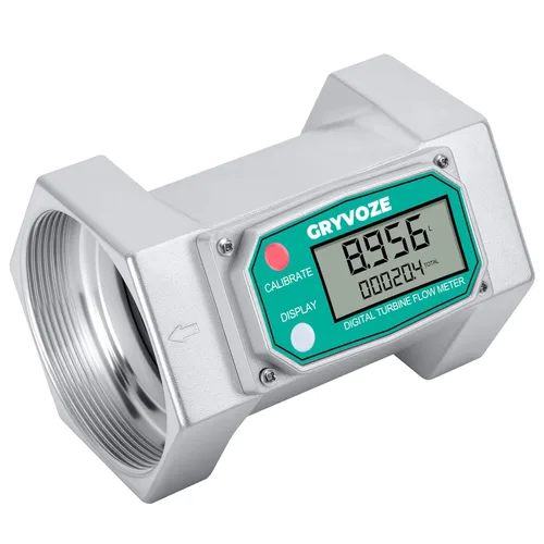 Vista 10 de Medidor de flujo de combustible de turbina digital de 1 pulgada, medidor de flujo de rosca NPT en línea de 2.6-26 GPM con adaptadores de 3/4