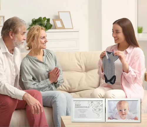 Vista 5 de Regalo para el primer nieto para los nuevos abuelos - Marco de poesía (blanco)