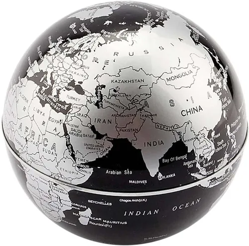 Vista 3 de Globo flotante de levitación magnética de 3 pulgadas con luces LED en forma de C mapa mundial para decoración de escritorio