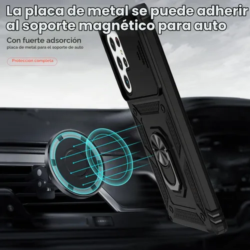Vista 3 de Funda para Samsung Galaxy S22 Ultra con cubierta para lente de cámara, protector de pantalla HD, probado contra caídas de grado militar, soporte