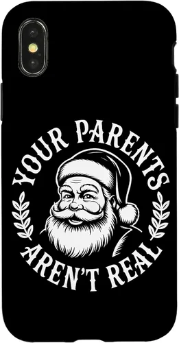 Vista 5 de Your Parents Aren’t Real Santa Humor Holiday Festive Cartoon Case for iPhone 16