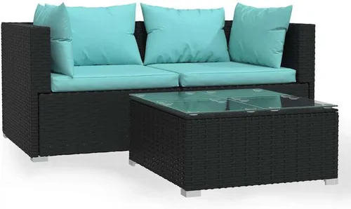 Vista 31 de Patio 3 Seater Sofa with Cushions Brown Poly Rattan Brown and Green