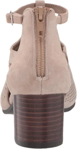 Vista 3 de Bella Vita Sandalias de tacón de bloque para mujer cuero de gamuza almendra