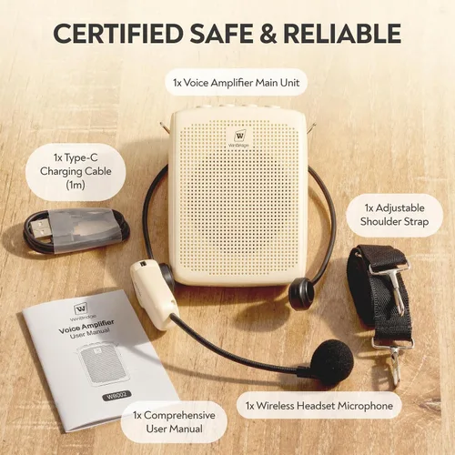 Vista 9 de WinBridge - Amplificador de voz Bluetooth - Micrófono inalámbrico de 15 W, sistema PA portátil para aula/ancianos, altavoz y micrófono