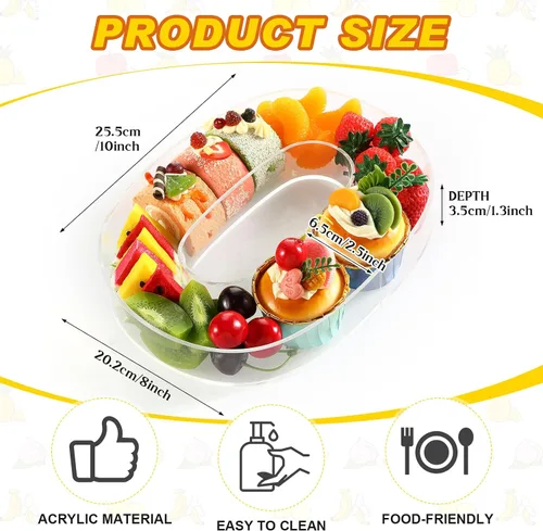 Vista 2 de Uiifan Bandeja de 10 Pulgadas de Acrílico en Forma de Letra, Bandeja Exhibidora Rellenable para Charcutería, Bandeja de Dulces de Acrílico