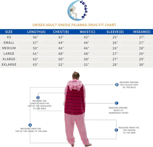 Vista 5 de COSUSKET Snug Fit Unisex Adult Onesie Pajamas, Flannel Cosplay Animal One Piece Halloween Costume Sleepwear Homewear