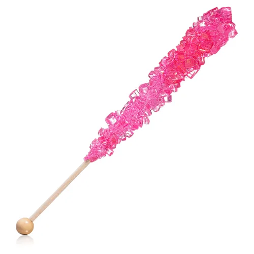 Vista 5 de Pink Rock Candy - Palitos de azúcar con sabor a cereza, 12 caramelos rosados envueltos individualmente