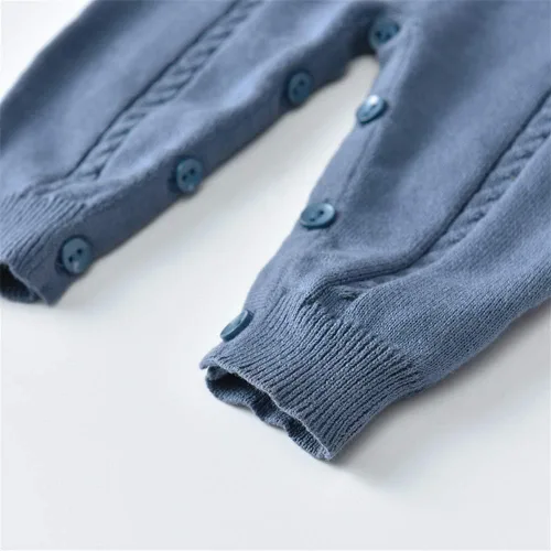 Vista 5 de Mameluco de punto con cuello de Peter Pan para bebé, ropa de una sola pieza, overol de ropa de bebé