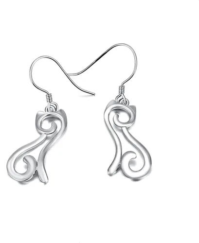 Vista 4 de Pendientes de gato de plata de ley 925, aretes de delfín, aretes de dinosaurio, aretes de caballo para mujeres y adolescentes