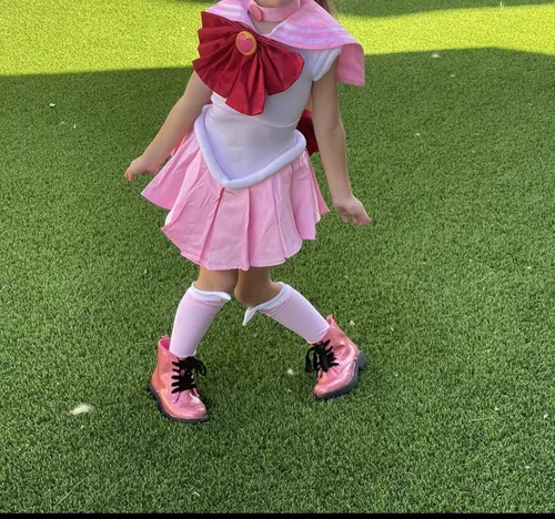 Vista 7 de DAZCOS Disfraz de cosplay de Chibi USA para niños pequeños de color rosa