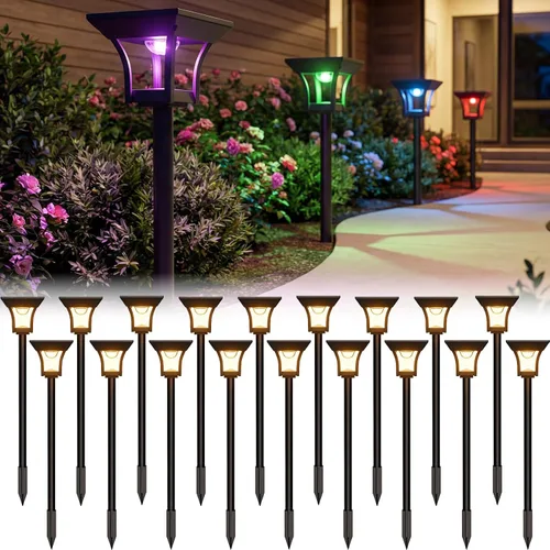 Vista 10 de CINOTON RGBCW Luces solares para caminos al aire libre, 3 modos de iluminación, paquete de 6