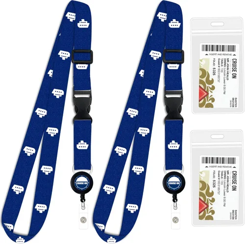 Vista 13 de Cordón de crucero de Cruise On para tarjetas de barco – Paquete de 2 con insignia retráctil y soporte impermeable para tarjetas de llave