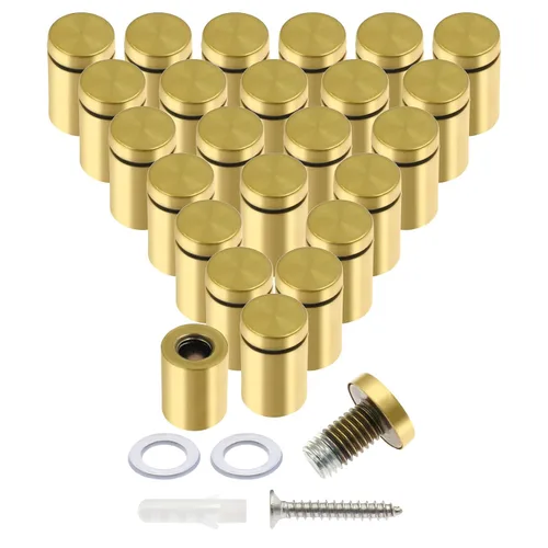 Vista 57 de Luomorgo 12 piezas tornillos separadores de acero inoxidable de 1" x 1", herrajes de montaje para letreros de pared, separadores de vidrio