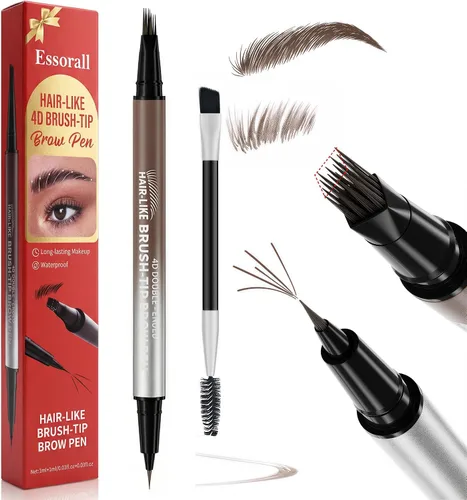 Vista 13 de Lápiz de cejas para mujer, 2 en 1 Microblading con puntas cuadradas 4D y ultrafinas, lápiz de cejas impermeable de larga duración, trazos similares