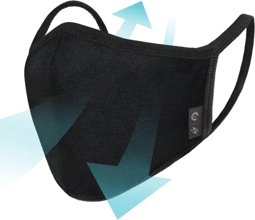 Vista 4 de Paquete de 2 fundas de tela unisex lavables y reutilizables, 100% algodón, 3 capas, color negro al aire libre