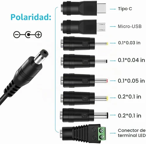 Vista 3 de Adaptador de cargador de coche con 3 V, 4.5 V, 5 V, 6 V, 7.5 V, 9 V, 12 V, 2 A, encendedor de cigarrillos automático, enchufe macho, cable adaptador