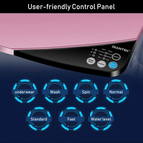 Vista 4 de RELAX4LIFE Lavadora compacta completamente automática con 6 programas, 3 niveles de agua, ajuste de desequilibrio, combinación todo en uno, lavadora